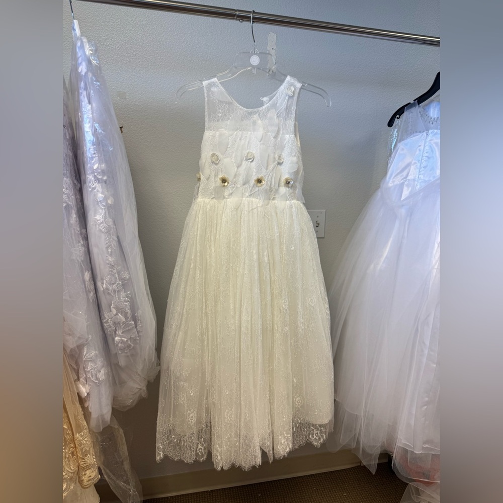 Elegant Ivory White Kids Dress 9073